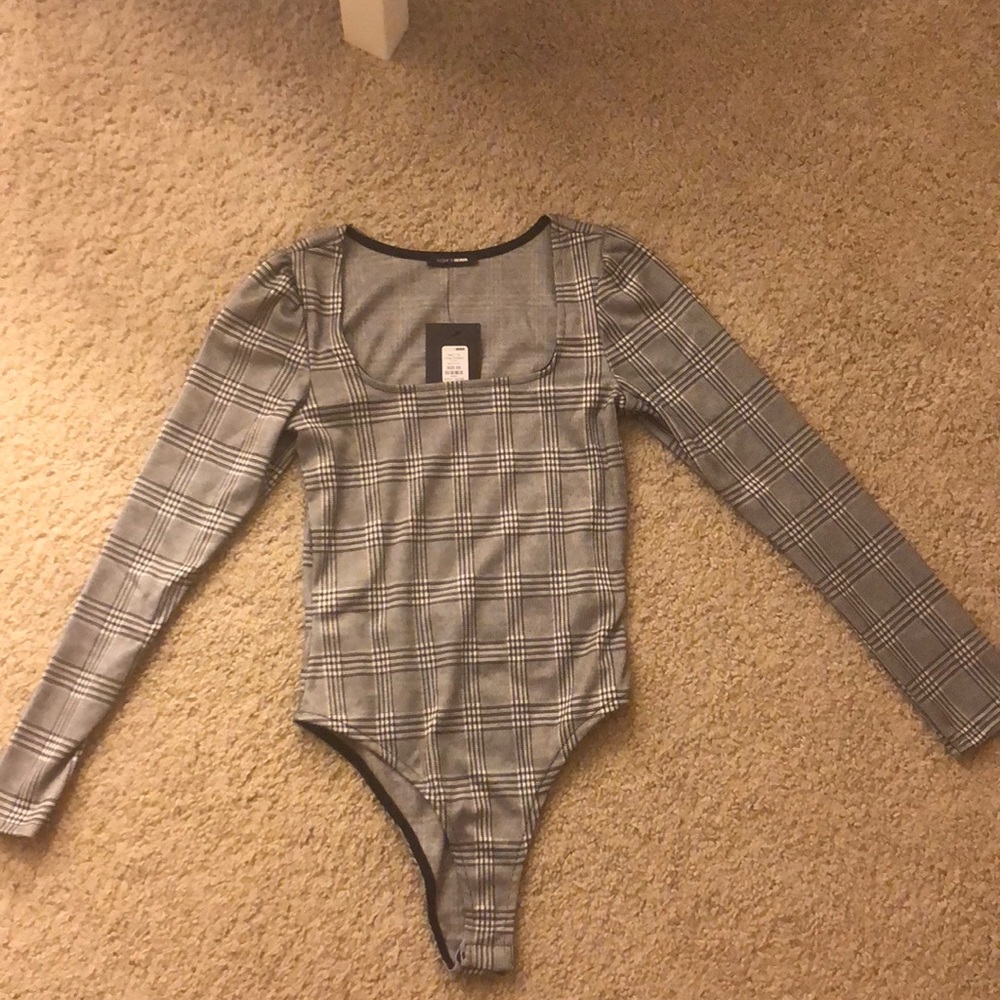 ✔️Check pattern bodysuit(with tag)
